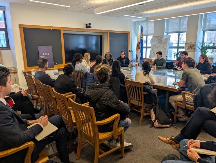 Buckinx and students in conversation with Ambassador Thomas-Greenfield
